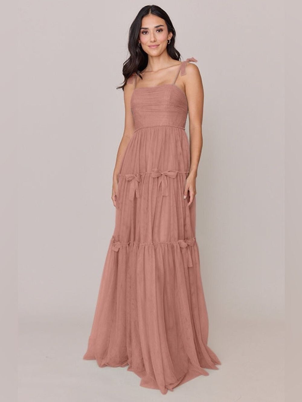 Revelry Eloise Tulle Bridesmaid Dress in Desert Rose. Size 2